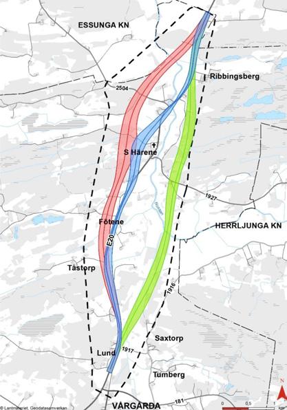 Vägplan samrådshandling, val av lokaliseringsalternativ 2017-09-11 Korridor Begreppet korridor innebär att vägförslagets exakta läge i detta tidiga utredningsskede inte är fastlagt utan en tänkbar