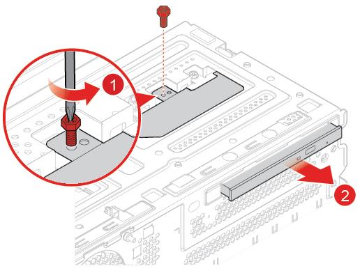 4. Byt ut den optiska enheten. Bild 26. Ta bort den optiska enheten Bild 27. Installera den optiska enheten 5.