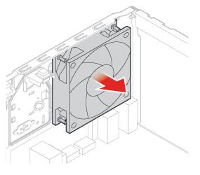 3. Byt ut den bakre fläkten. Bild 131. Ta bort den bakre fläkten Bild 132. Installera den bakre fläkten 4. Anslut den bakre fläktens kabel till systemkortet. 5. Slutför bytet av delar.