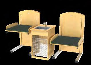 ALTERNATIV 2 Två av våra höj och sänkbara skötbord + Tvättbänk Kombinera två av våra höj- och sänkbara skötbord med vår tvättbänk som