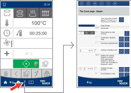 huvudsidan i användargränssnittet easytouch genom att trycka på frågetecknet i sidfoten: Till