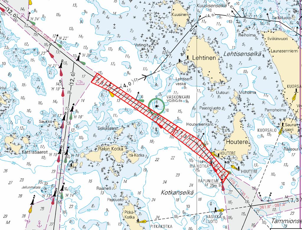 Suomenlahti/Finska viken/gulf of Finland *33(T) /2018 (2018-02-08) Suomi. Suomenlahti. Haminan kiertoväylä (7.3 m). Talvikaudeksi suljettu väylänosa. Väylät Finland. Finska viken.