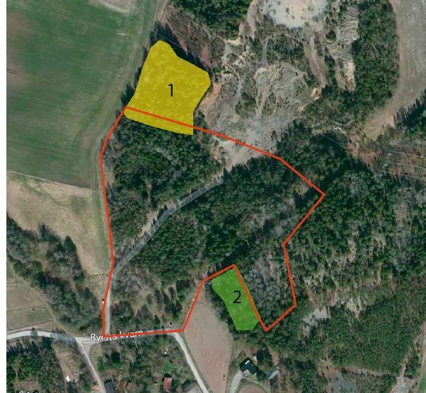 BOTKYRKA KOMMUN Samhällsbyggnadsförvaltningen Planenheten PLANBESKRIVNING 2017-11-06 9 [24] 73-12 Bilden ovan visar delområden och naturvärdesklass.