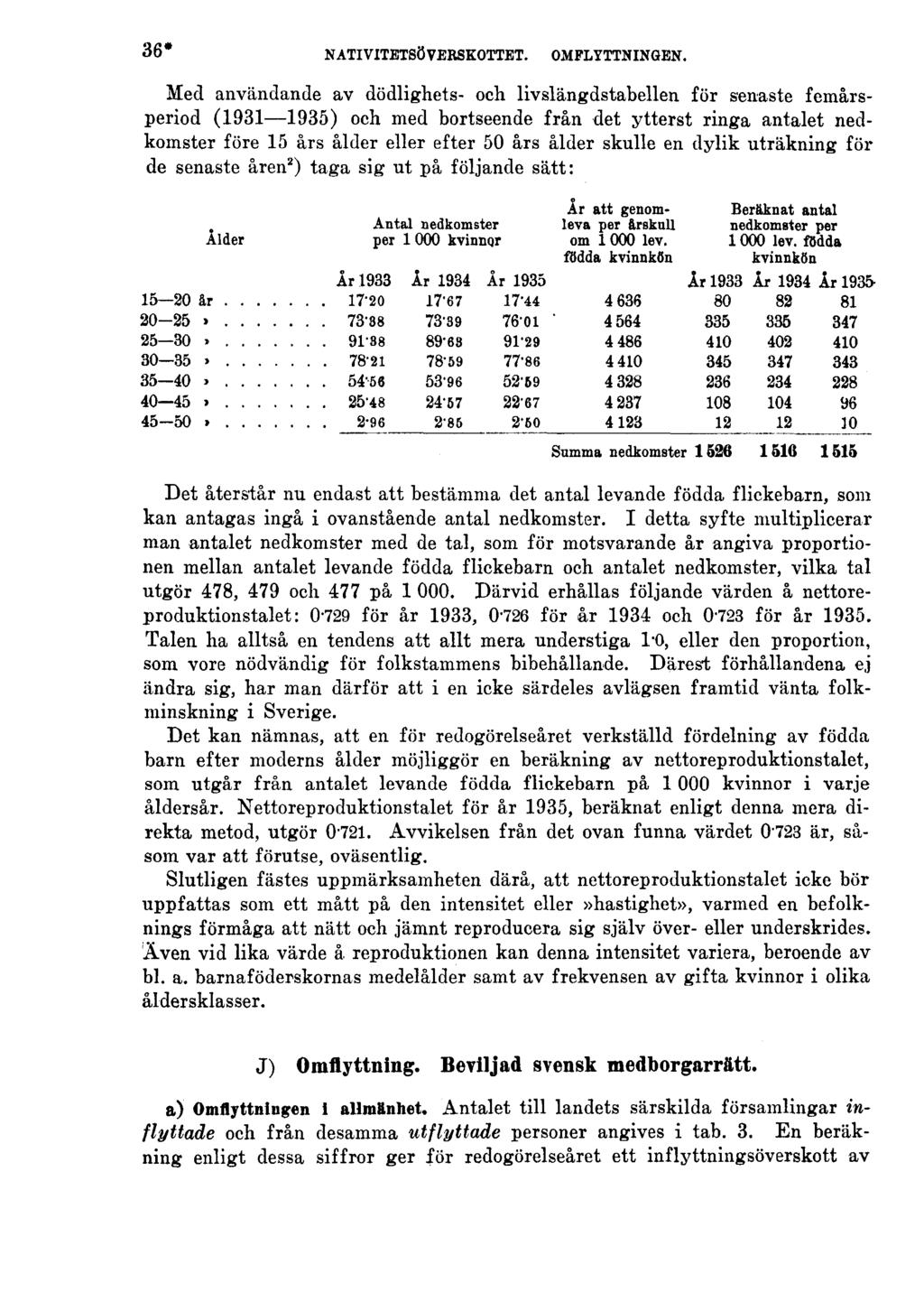36* NATIVITETSÖVERSKOTTET. OMFLYTTNINGEN.