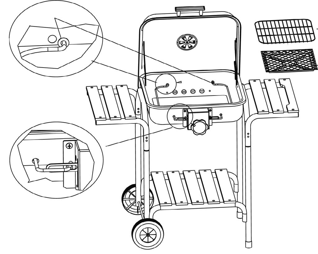 10 Note! The briquettes/charcoal must always be placed in the charcoal dish in the bottom of the barbecue. Otherwise there is a risk the barbecue will be damaged. / OBS!