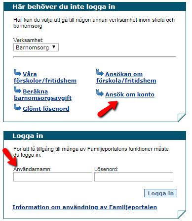 7(8) Bevaka erbjudande om plats 1. På Familjeportalens startsida i rutan som heter Logga in, skriver du in ditt användarnamn och ditt lösenord. Tryck sedan på Logga in. 2.