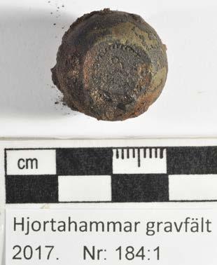 Konserveringsrapport MJ Rapport id: K17-162 Ort/Anläggning: Hjortahammar gravfält, Färkärla sn, Ronneby, 2017 Fynd nr: Kons nr: 184:1 Kontaktperson: Mikael Henriksson, Blekinge Museum Datum in: