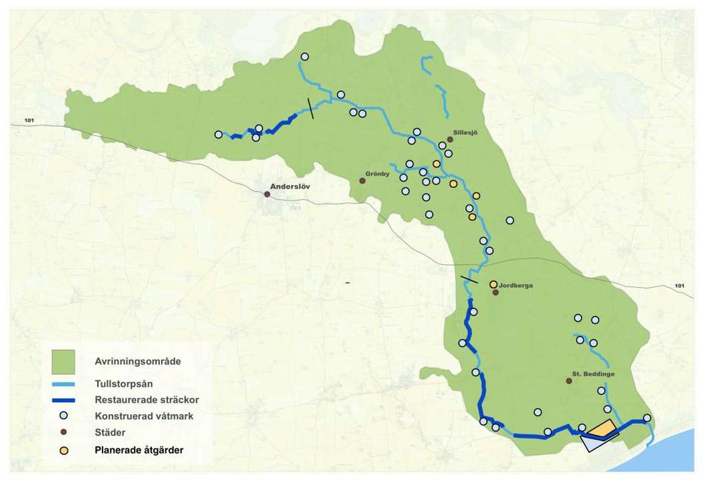 11 km vattendrag 143 ha våtmarksområde 6300 ha