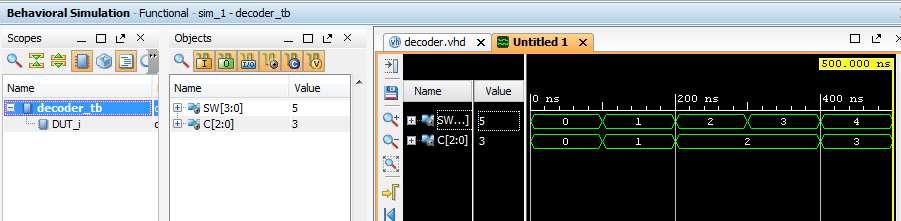 Simulering/verifiering i Vivado Testbench A= 1 B= 0 Wait