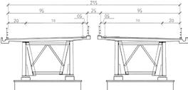 2.3m 2 Two Bridges, two steel I beams per bridge 5 Spans 4X60m + 2X40m Superstructure depth: Haunch beam Max. 3.