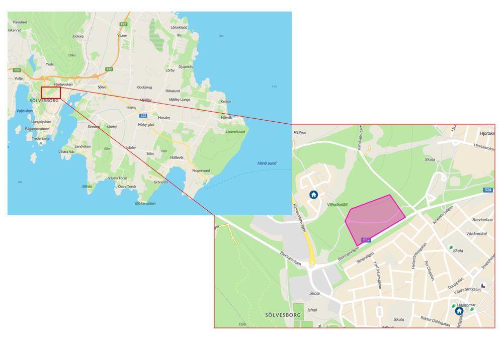 Figur. Geografisk översikt över planområdet (Hitta.se, 0-0-0).
