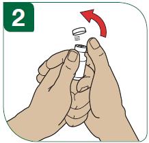 2 - Ta av snäpplocket från injektionsflaskan med Extavia.