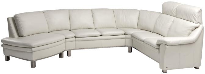FLEX På bild: FLEX byggbar soffa i vitt läder med ram och ben i metall eller trä L223/332 D87 H85 cm.
