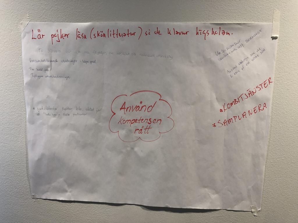 2. Verksamhetsbaserade utbildningar i högre grad 3. Ta vara på ens förmåga 4. Tydliga arbetsbeskrivningar 5. För många sjuksköterskor tvättar bilar 6. Undersköterskor behöver inte städa 7.