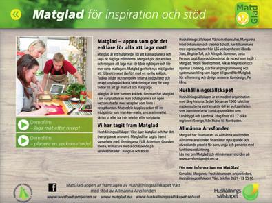 Appens startsida När ni öppnar appen i läsplattan och i webbversionen ser ni en uppslagen bok. Den vänstra röda boksidan är märkt Recept och den högra gröna boksidan är märkt Matsedel.