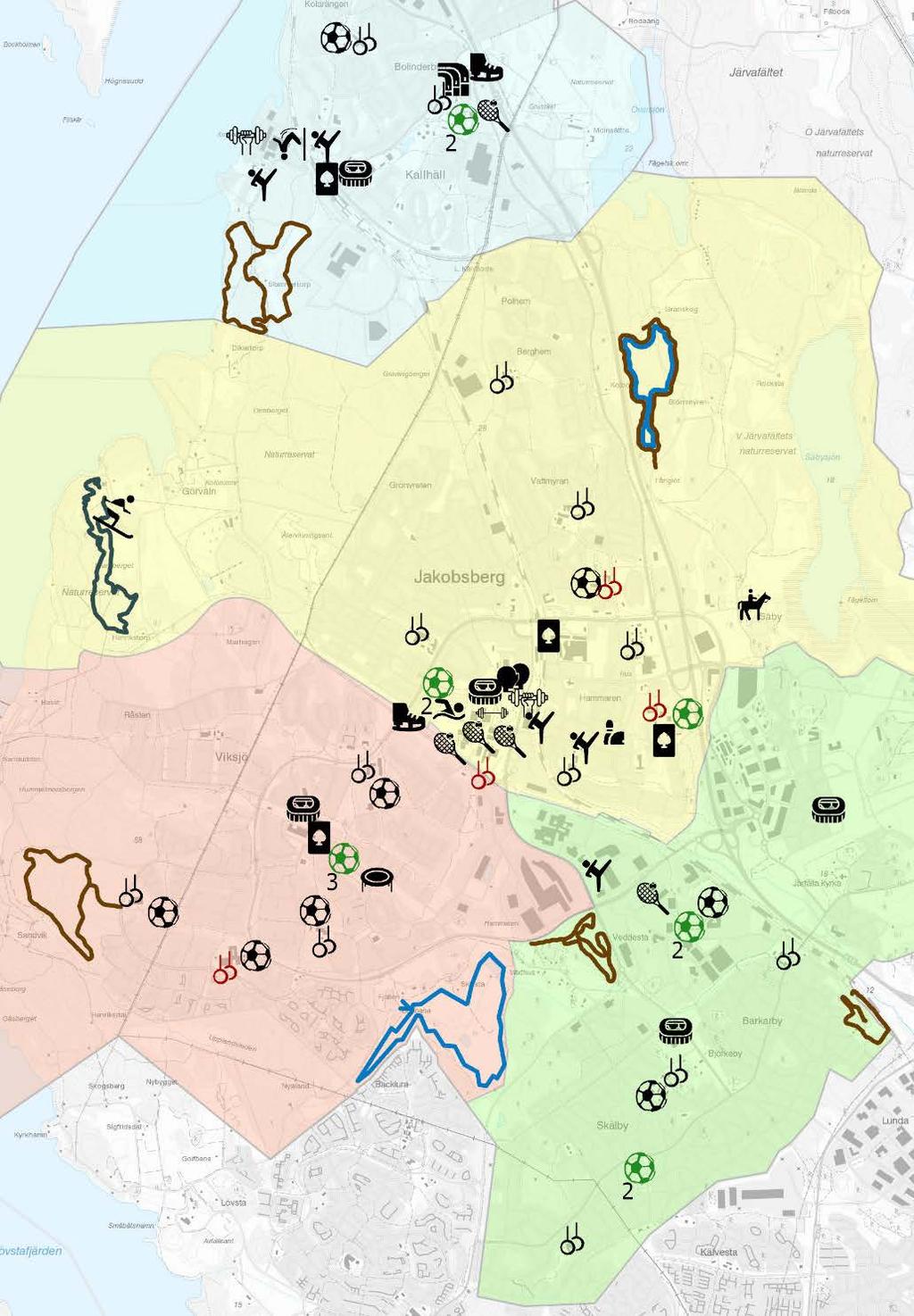 Figur 1 Idrottsanläggningar och