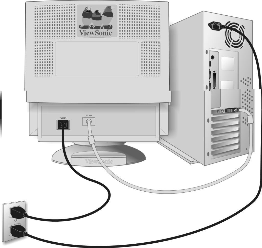 Quick Installation 1 Connect video cable Make sure both the monitor and computer are powered OFF. Connect the video cable to the computer, then to the monitor.