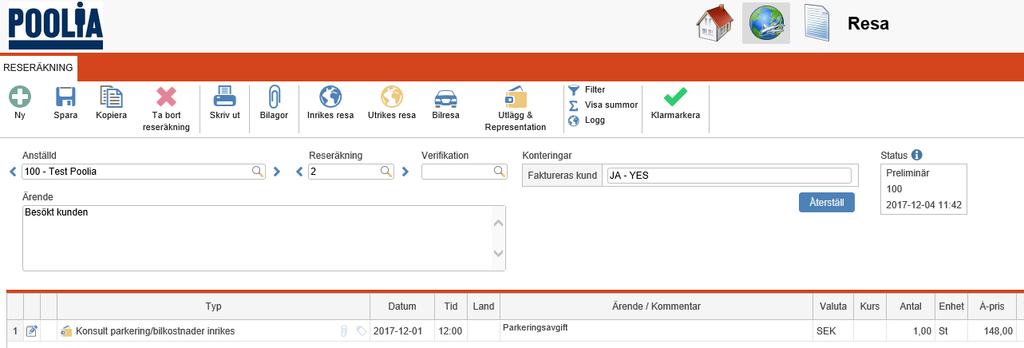 Attestering När klarmarkeringen gjorts visas reseräkningen redo för attestering hos konsultchefen. Denne attesterar elektroniskt i Flex och har fysisk reseräkning med underlag att tillgå.