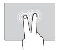 Skrolla med två fingrar Sätt två fingrar på styrplattan och flytta dem lodrätt eller vågrätt.