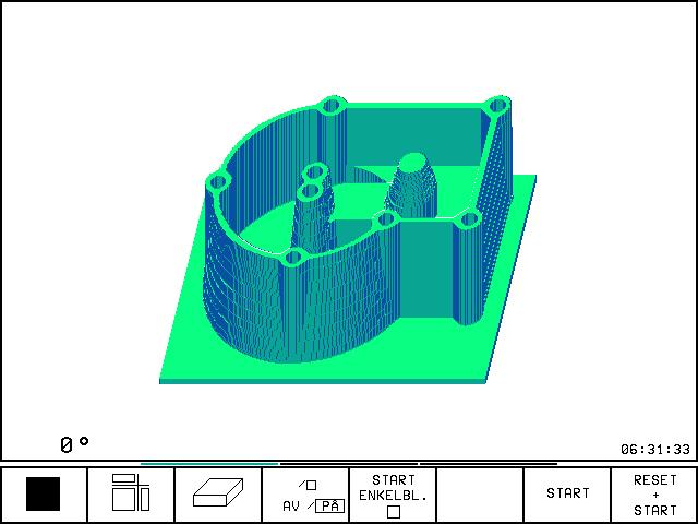 11.1 Grafik 3D-framställning TNC:n avbildar arbetsstycket tredimensionellt. 3D-framställningen kan vridas runt den vertikala axeln.