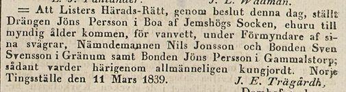 Boa Bynotiser Maj-Britt Sundin Sidan 34 2018-11-15 Kerstin Olasdotter): Sven Larsson (Hjort född 21/9 1787 i Gåragöl) bonde i Boa (nr 44) Inga Larsdotter (född 16/10 1788 i Gåragöl) gift med bonden