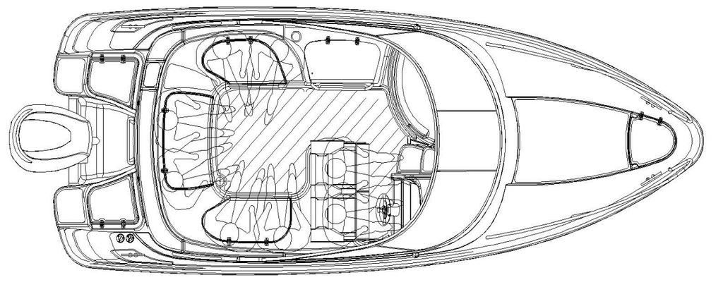 16 (45) Bild: Båtens vattenlinje Vattenlinje: - akterkanten - fören 35 mm (F150) 50 mm (F250) från slagets hörn rakt uppåt 160 mm från slaget nedåt längs fören Måtten anger övre gränsen för