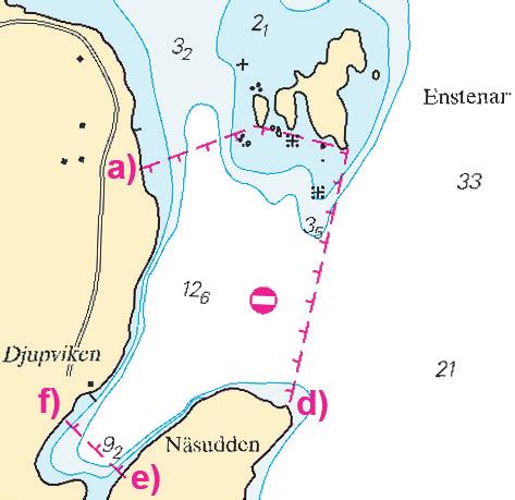 19 Nr 284 e) 59-03,17N 18-06,43E Djupviken f) 59-03,24N 18-06,29E Djupviken Försvarsmakten och Länsstyrelsen Stockholm. * 5992 (T) Sjökort/Chart: 61, 616, 6163 Sverige. Norra Östersjön. O om Utö.