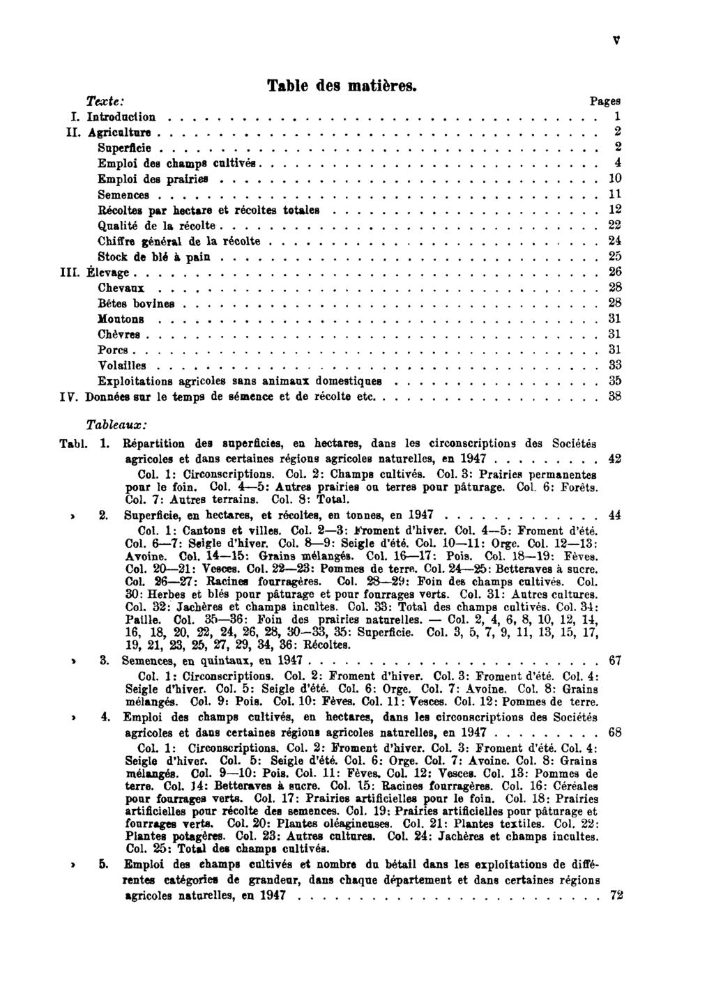 Table des matières. Texte: Pages I. Introduction 1 II.
