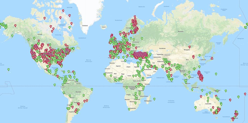 Koha i världen Det finns en karta på Librarytechnology.