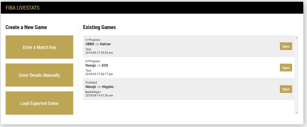 3. Öppna FIBA Live Stats och