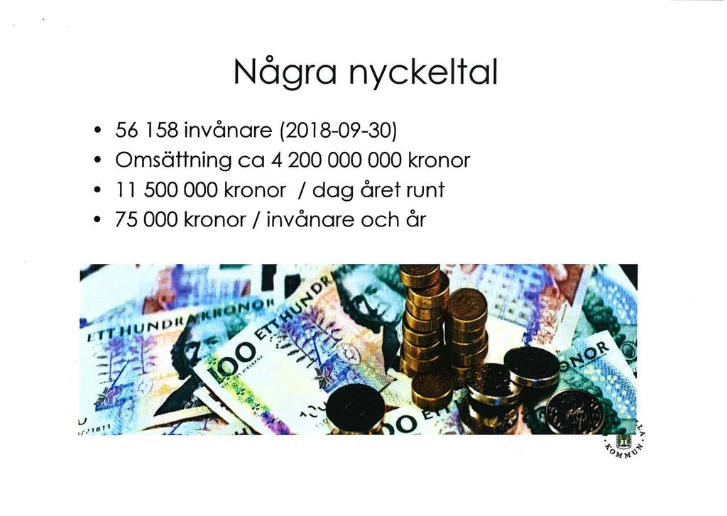 Några nyckeltal 56 158 invånare (2018-09-30) Omsättning ca 4 200 000 000