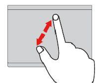 两指缩小将两根手指放在轨迹板上, 然后合拢这两根手指可将内容缩小
