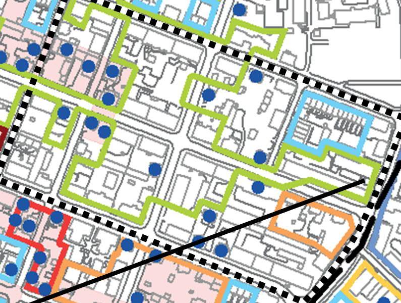 7 C. Struktur I angränsande kv Mården byggs nya bostäder i upp till 8 våningar.