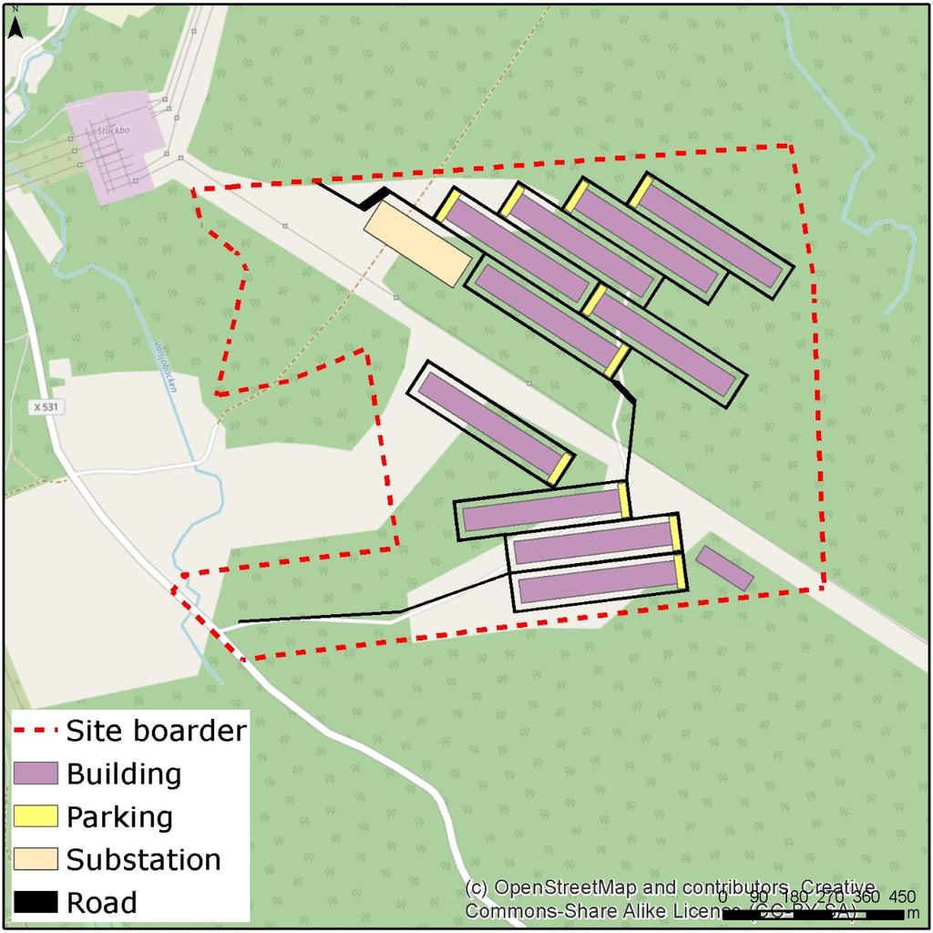 DAGVATTENUTREDNING STACKBO 3 Figur 1-2. Utredningsområde och planerad markanvändning. Området avgränsas med rödstreckad linje.