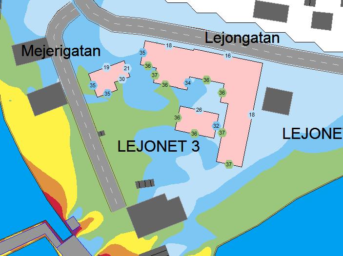 Värdena i tabellerna avser frifältsvärde vid fasad (våningsplan/leq/lmax). 5.