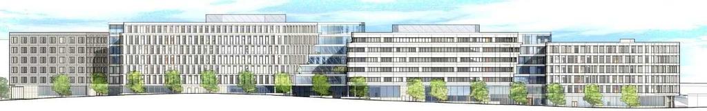 SID 13 (28) Fasaderna mot Kristinebergs Slottsväg. (White arkitekter) Kontorshusen planeras med en total yta av ca 65 000 kvadratmeter varav ca 49 000 kvm är ljus BTA.