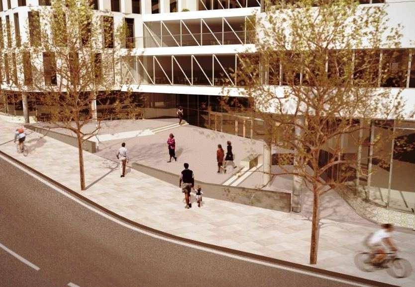 SID 16 (28) Illustration av torgytan vid huvudentrén. (White arkitekter) Tillgänglighet Byggnadens entréer är belägna mot Kristinebergs Slottsväg.
