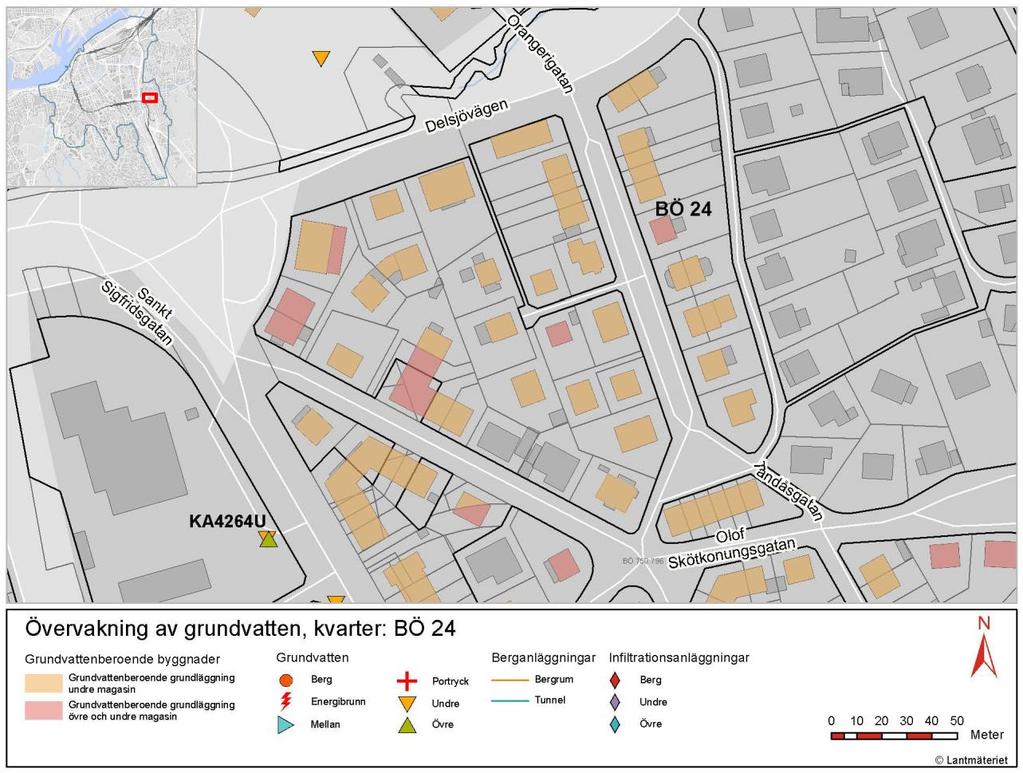 Åtgärdsnivåer för undre grundvattenmagasin är framtagna med hjälp av en statistisk modell över grundvattnets nivåfluktuationer i undre magasin.