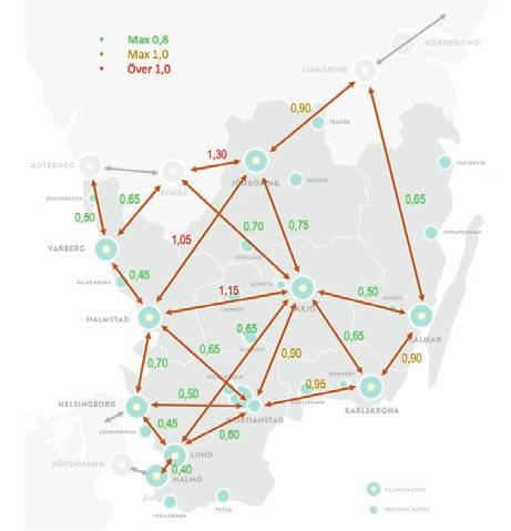 UTTRYCK KARTOR NORRKÖPING LINKÖPING 0,9 TRANÅS GÖTEBORG 1,30 VÄSTERVIK KUNGSBACKA VARBERG FALKENBERG JÖNKÖPING BORÅS 0,65 0,50 0,65 0,70 0,75 1,05 0,45 1,05 HALMSTAD 0,65 0,70 LJUNGBY VÄRNAMO ALVESTA