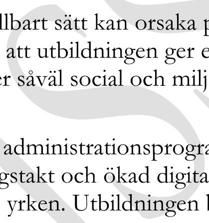 Programgemensamma ämnen 900 poäng Programfördjupning 700 poäng Individuellt val 200 poäng Gymnasiearbete 100 poäng Kurser inom handel läggs in i programfördjupningen på andra yrkesprogram.
