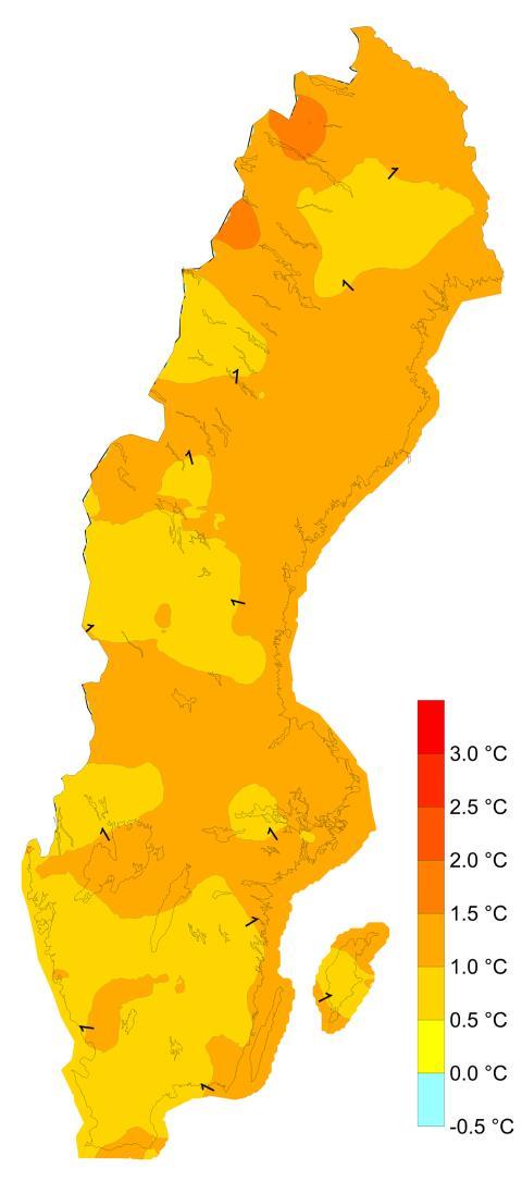 Nederbörden har ökat för hela året, med störst ökning under sommaren.