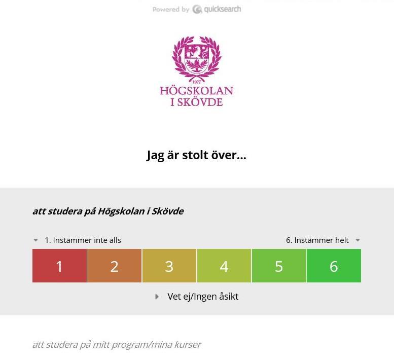 Nöjdhetsindexet (%) baseras på en uträkning av alla svar från 1. Instämmer inte alls 6. Instämmer helt.