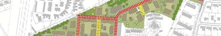 Gatan löper sedan österut genom området fram till Thulehemsvägen där en