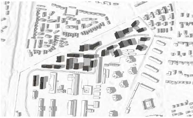 PLANBESKRIVNING 25 (51) Sommarsolståndet 21 juni kl. 16. Skuggsimulering framtagen av White arkitekter.