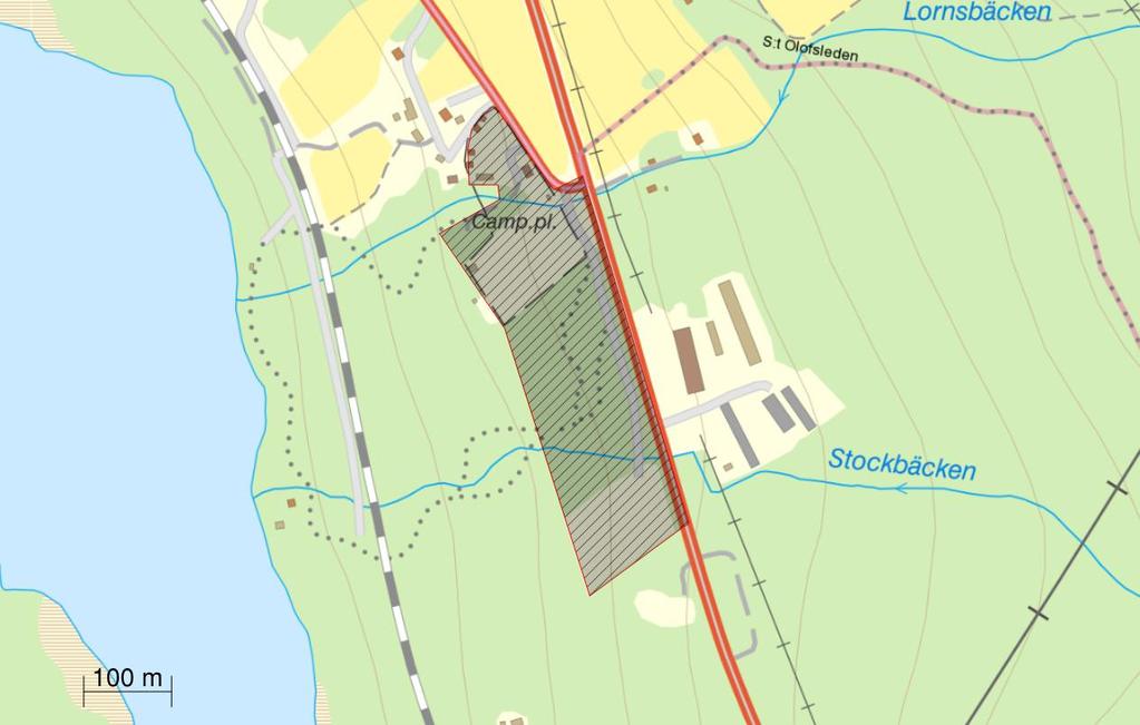 Området innehåller idag en camping, Åre Camping, i norra delen på fastighet Så 8:4. I övrigt är planområdet täckt av mindre skogspartier och öppna gräsytor.