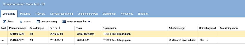 1.4 Ändra anställning Anställningsförändring sker i HR-portalen.