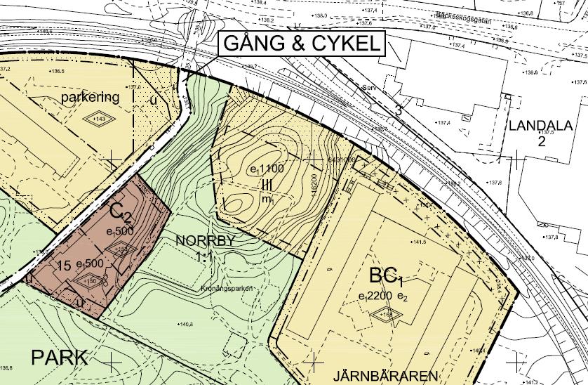 8 NORRBY GARVAREN, BORÅS 2 Planerad konstruktion I området närmast slänten planeras bostäder och