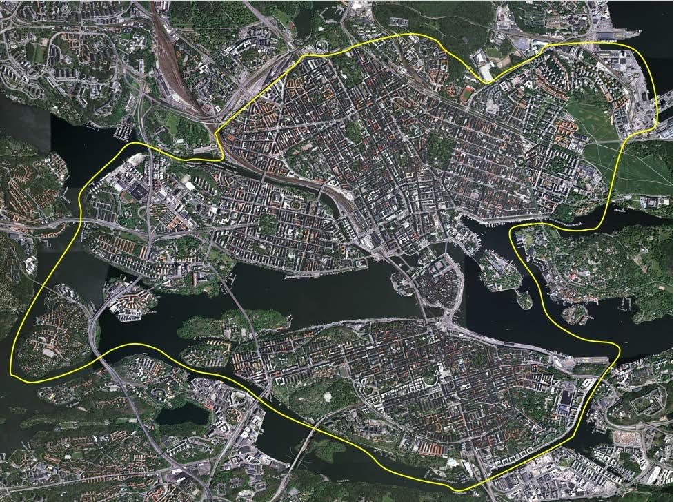 Figur 28. Kartan visar de områden som studierna med färdvägsskalan ACRES bygger på. Det handlar om Stockholms län, utom Norrtälje kommun.