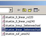 tillämpliga filen (stütze_kreuz eller stütze_linear) i radio boxen