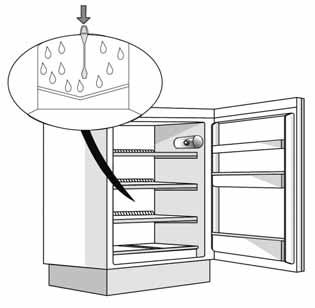 Slå in matvarorna i tidningspapper och lägg dem tätt intill varandra på en mycket sval plats eller i en frysväska. 2. Skilj skåpet från elnätet. 3.